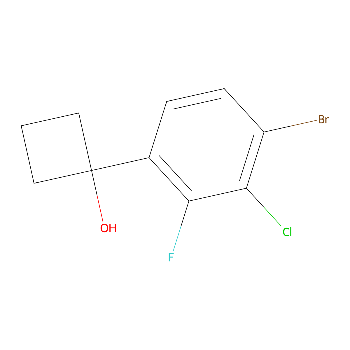 1-(4-Bromo-3-chloro-2-fluorophenyl)cyclobutanol molecular structure, CAS 1702577-77-2
