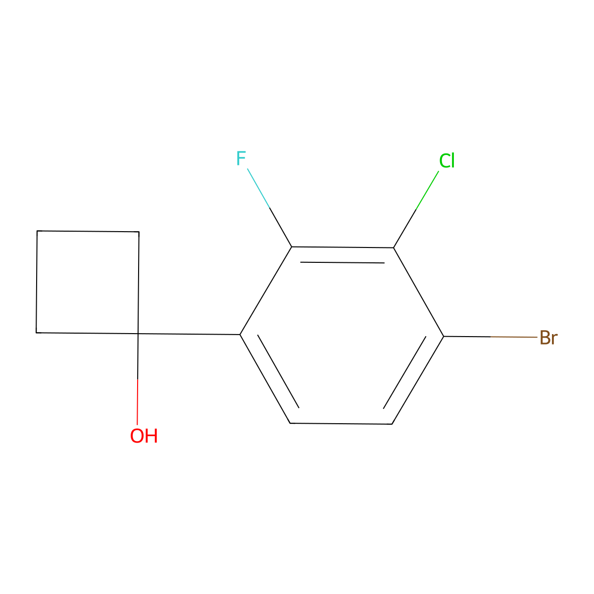 1-(4-Bromo-3-chloro-2-fluorophenyl)cyclobutanol molecular structure, CAS 1702577-77-2