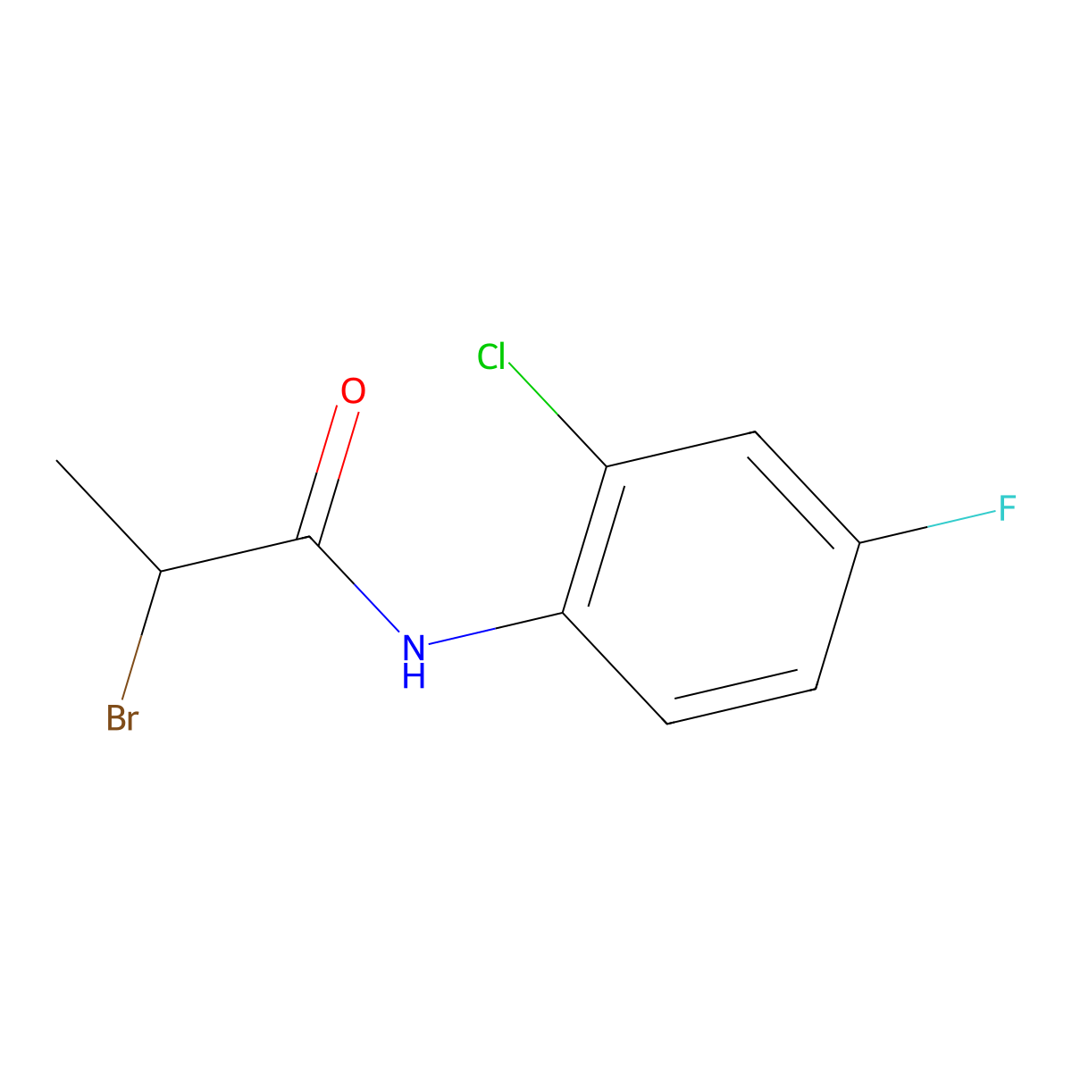 2-bromo-N-(2-chloro-4-fluorophenyl)propanamide molecular structure, CAS 1702580-83-3
