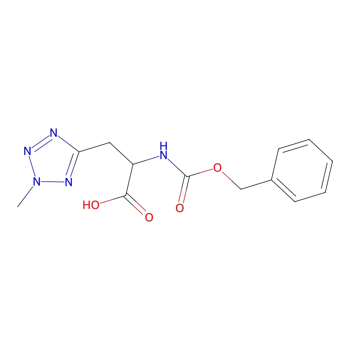 2-{[(benzyloxy)carbonyl]amino}-3-(2-methyl-2H-1,2,3,4-tetrazol-5-yl)propanoic acid molecular structure, CAS 1702584-33-5