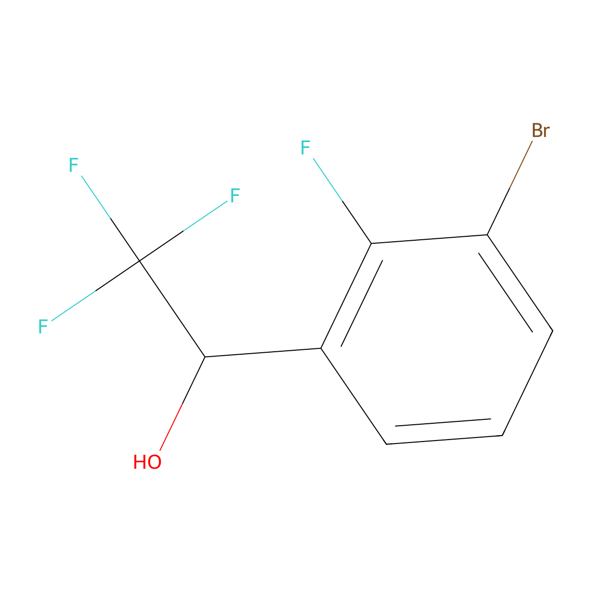 1-(3-Bromo-2-fluorophenyl)-2,2,2-trifluoroethan-1-ol molecular structure, CAS 1702584-34-6