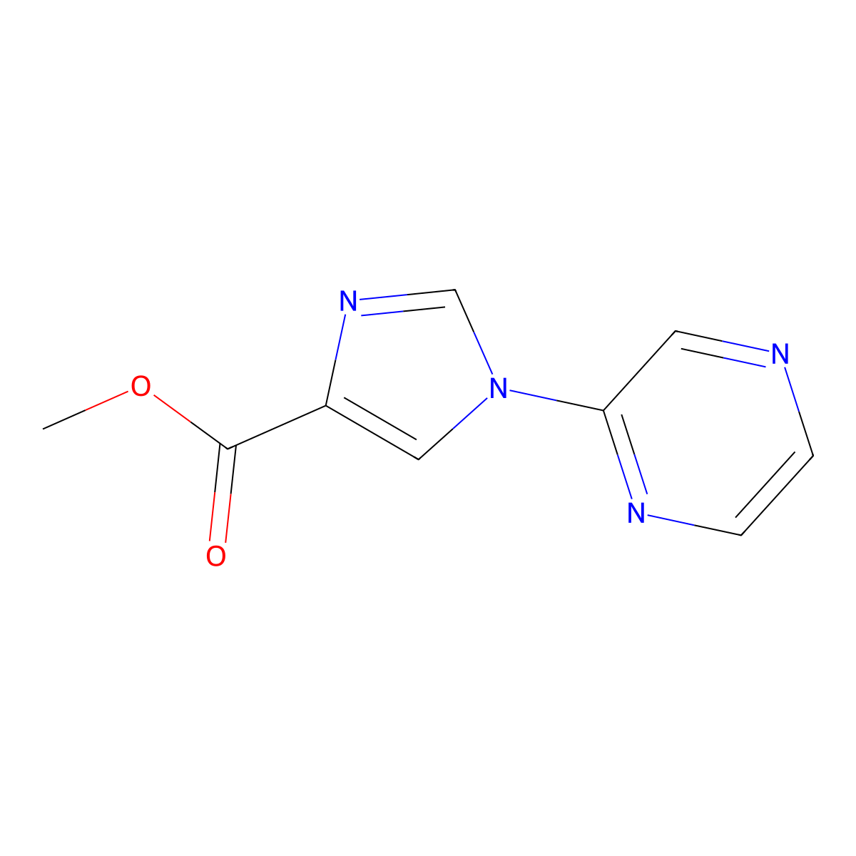 methyl 1-(pyrazin-2-yl)-1H-imidazole-4-carboxylate molecular structure, CAS 1702590-82-6