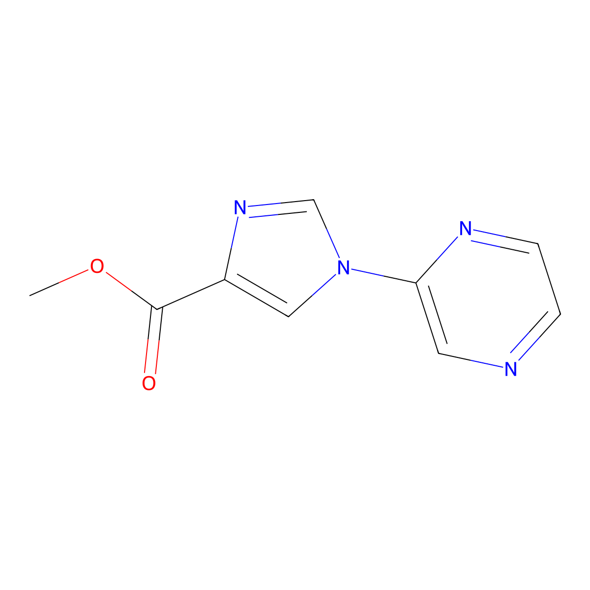 methyl 1-(pyrazin-2-yl)-1H-imidazole-4-carboxylate molecular structure, CAS 1702590-82-6