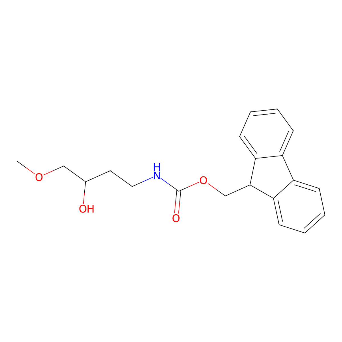 (9H-fluoren-9-yl)methyl N-(3-hydroxy-4-methoxybutyl)carbamate molecular structure, CAS 1702592-49-1