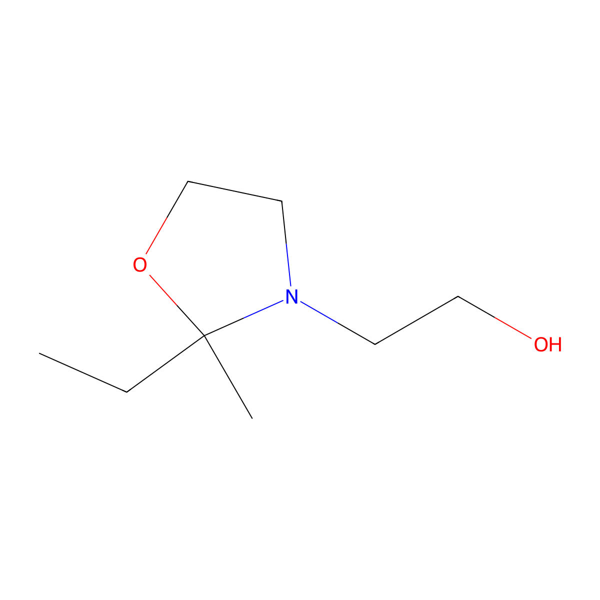 2-Ethyl-2-methyloxazolidine-3-ethanol molecular structure, CAS 17026-88-9