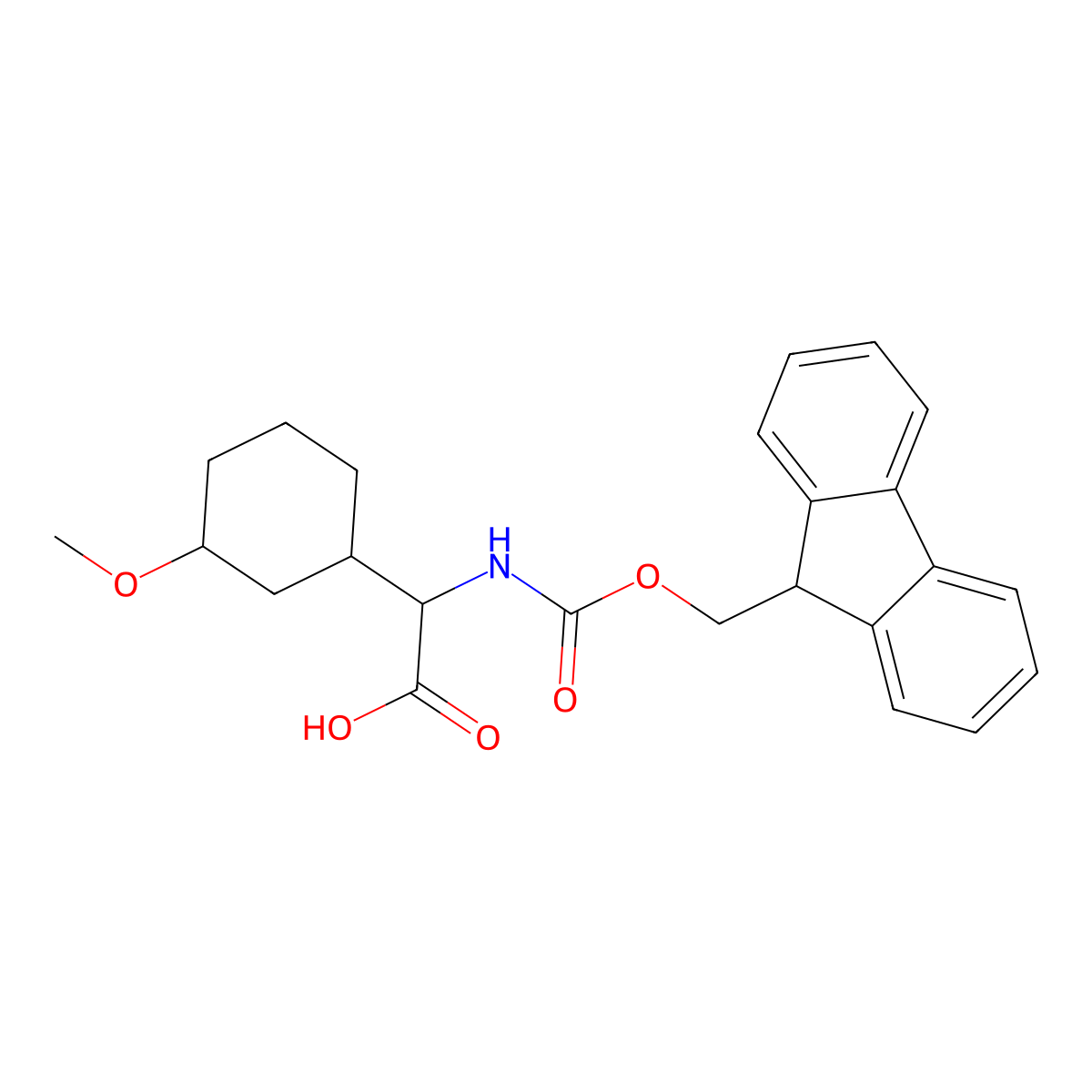 2-({[(9H-fluoren-9-yl)methoxy]carbonyl}amino)-2-(3-methoxycyclohexyl)acetic acid molecular structure, CAS 1702619-69-9
