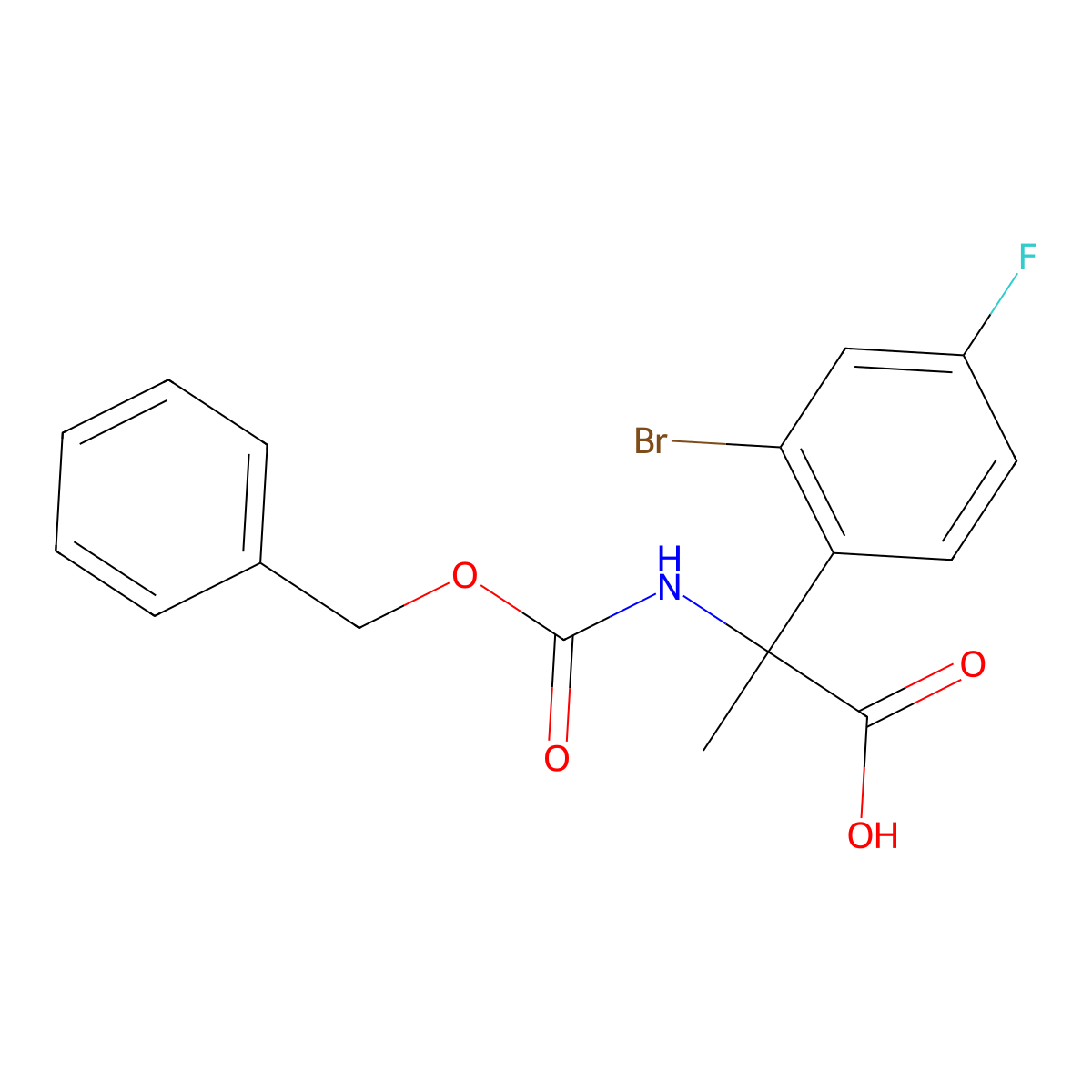 2-{[(Benzyloxy)carbonyl]amino}-2-(2-bromo-4-fluorophenyl)propanoic acid molecular structure, CAS 1702651-50-0