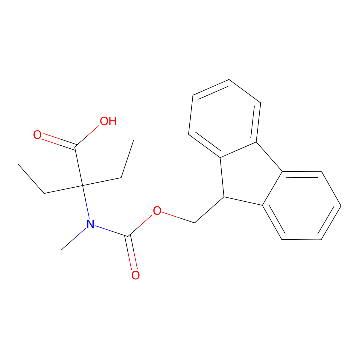 2-ethyl-2-({[(9H-fluoren-9-yl)methoxy]carbonyl}(methyl)amino)butanoic acid molecular structure, CAS 1702655-93-3