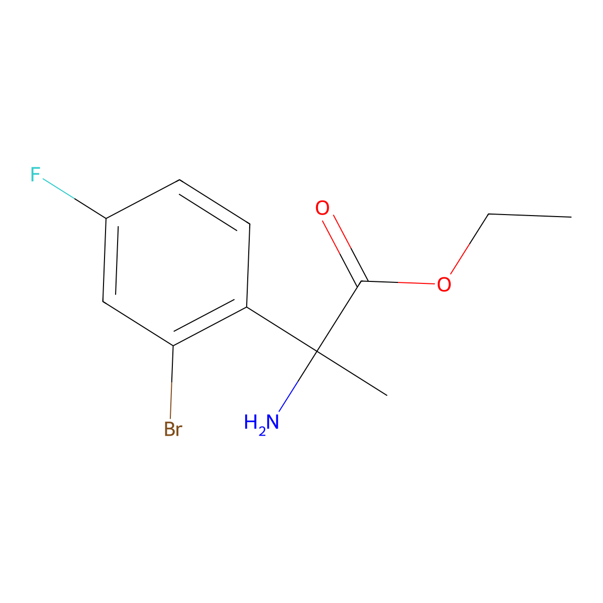 Ethyl 2-amino-2-(2-bromo-4-fluorophenyl)propanoate molecular structure, CAS 1702659-30-0