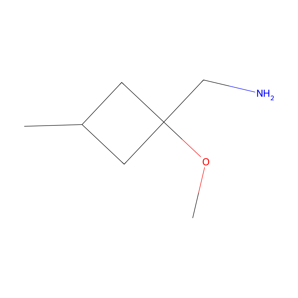 1-(1-Methoxy-3-methylcyclobutyl)methanamine molecular structure, CAS 1702665-68-6