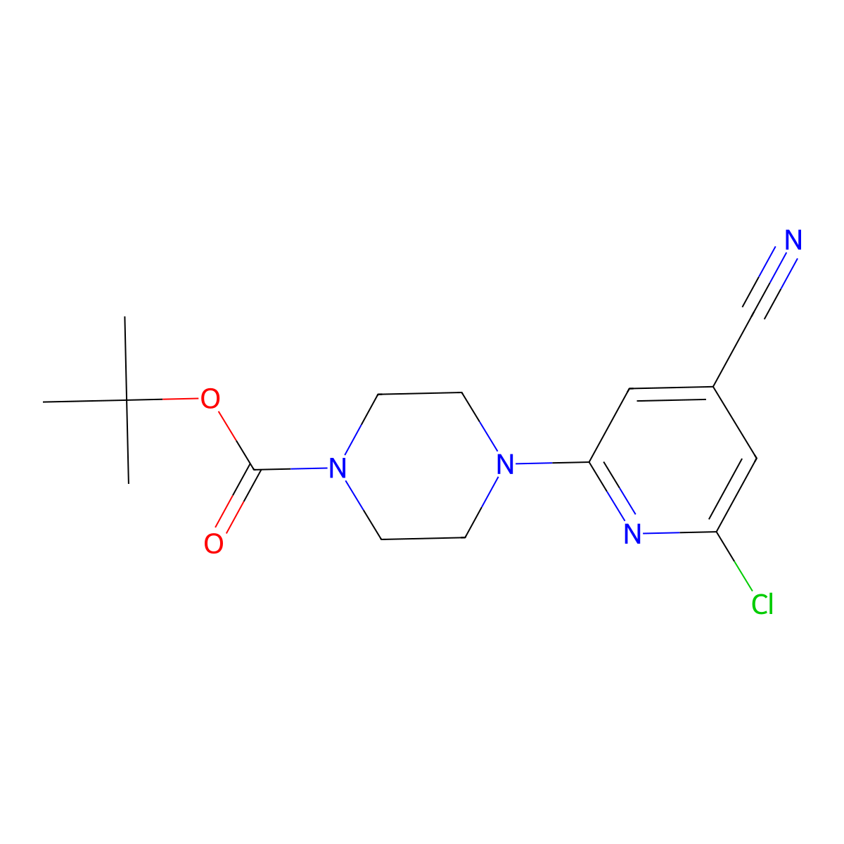 Tert-butyl 4-(6-chloro-4-cyanopyridin-2-yl)piperazine-1-carboxylate molecular structure, CAS 1702670-10-7