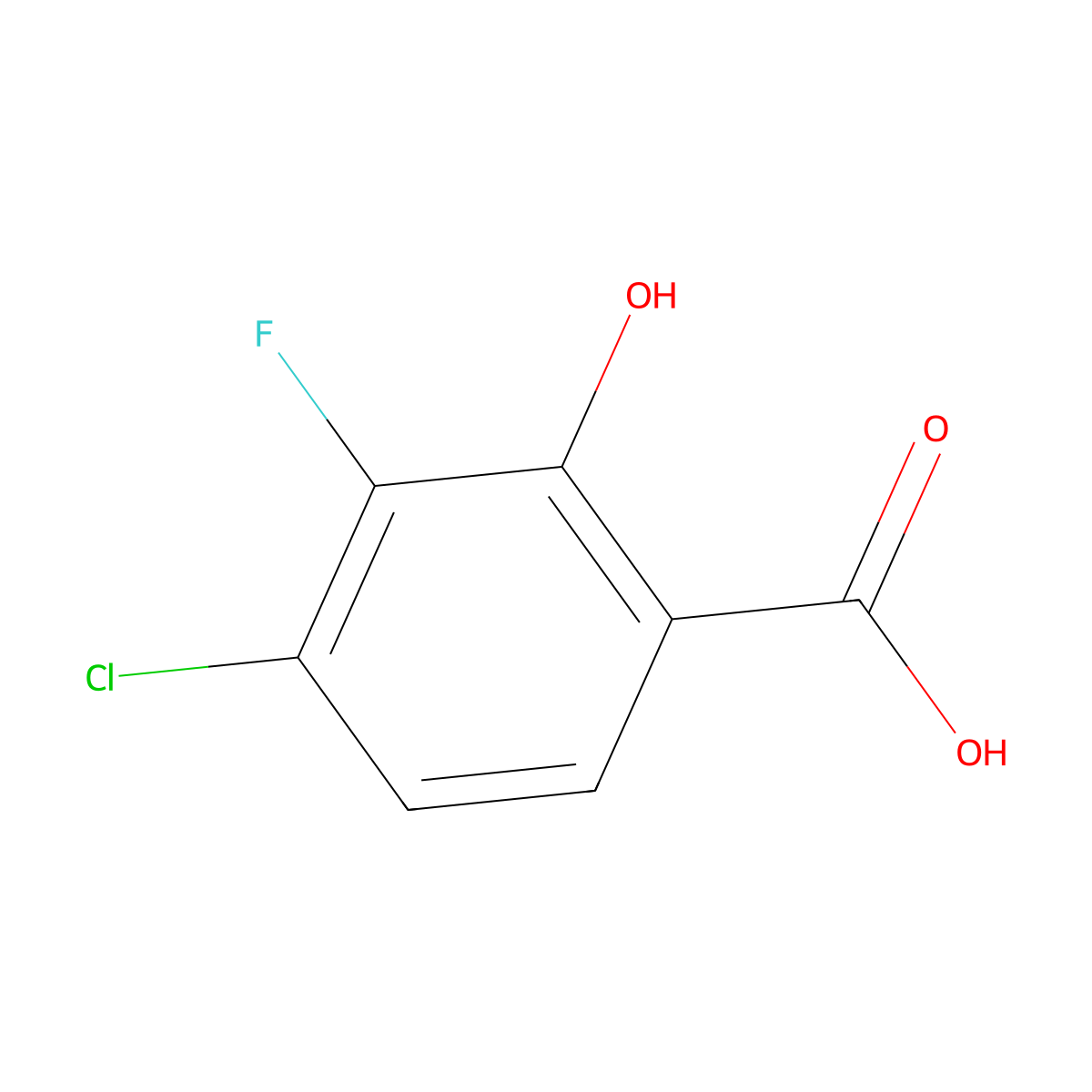 4-Chloro-3-fluoro-2-hydroxybenzoic acid molecular structure, CAS 1702676-05-8