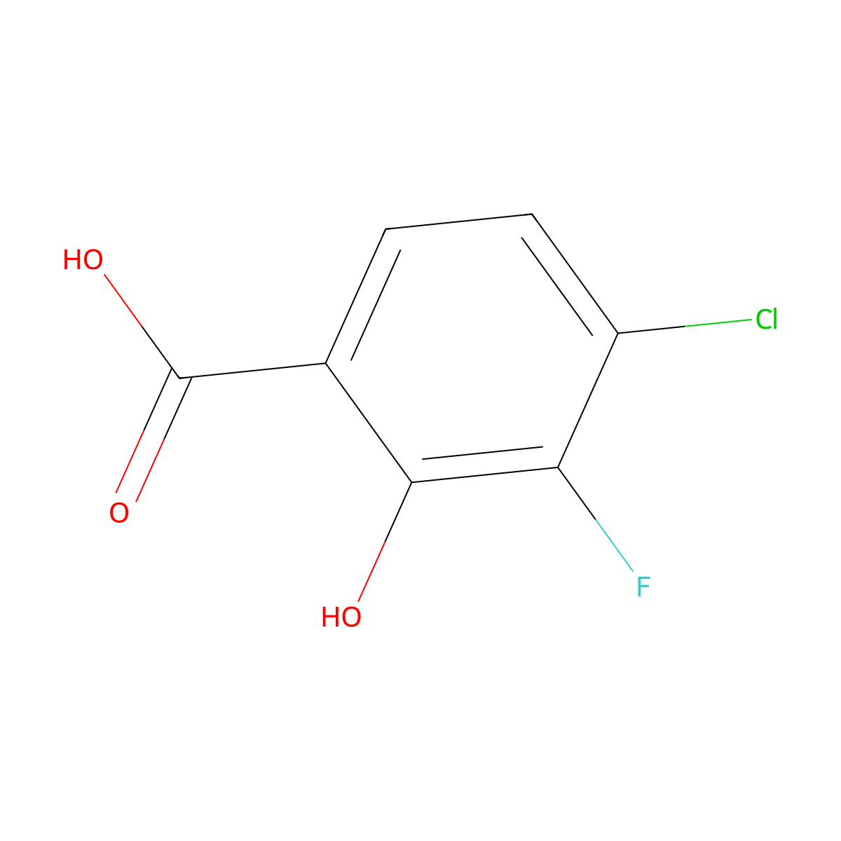 4-Chloro-3-fluoro-2-hydroxybenzoic acid molecular structure, CAS 1702676-05-8