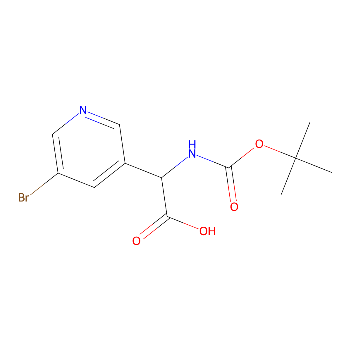 2-(5-Bromopyridin-3-yl)-2-{[(tert-butoxy)carbonyl]amino}acetic acid molecular structure, CAS 1702693-33-1