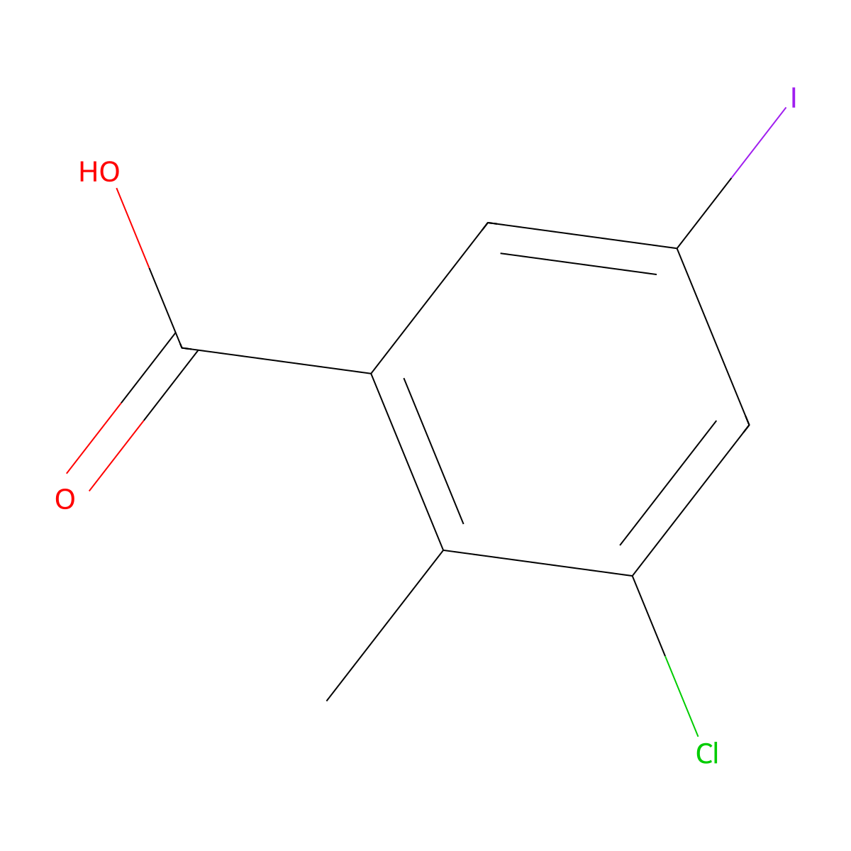 3-Chloro-5-iodo-2-methylbenzoic acid molecular structure, CAS 1702698-94-9