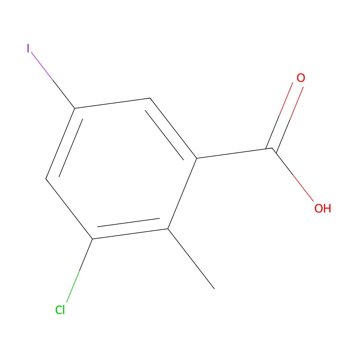3-Chloro-5-iodo-2-methylbenzoic acid molecular structure, CAS 1702698-94-9