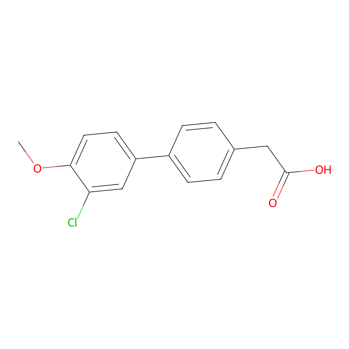 3'-Chloro-4'-methoxy(1,1'-biphenyl)-4-acetic acid molecular structure, CAS 17027-67-7