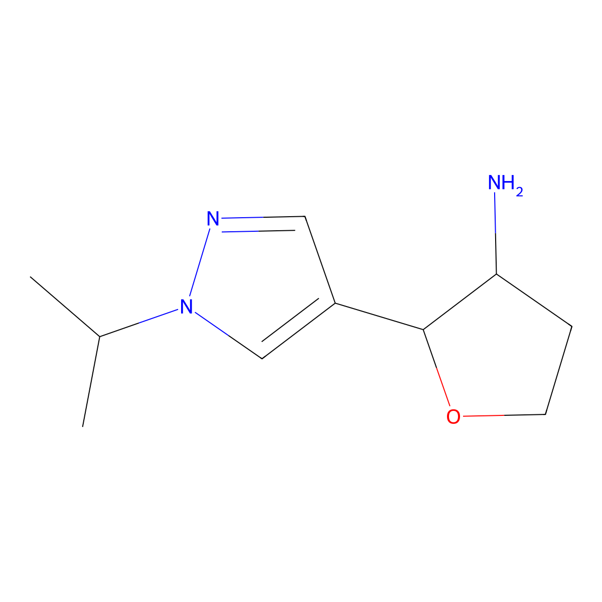 2-[1-(Propan-2-yl)-1H-pyrazol-4-yl]oxolan-3-amine molecular structure, CAS 1702720-87-3