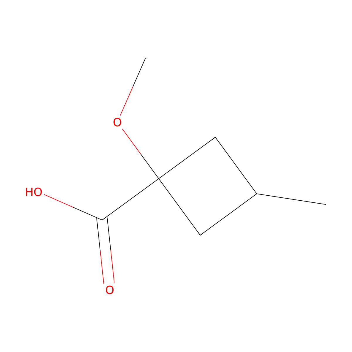 1-Methoxy-3-methylcyclobutane-1-carboxylic acid molecular structure, CAS 1702762-67-1