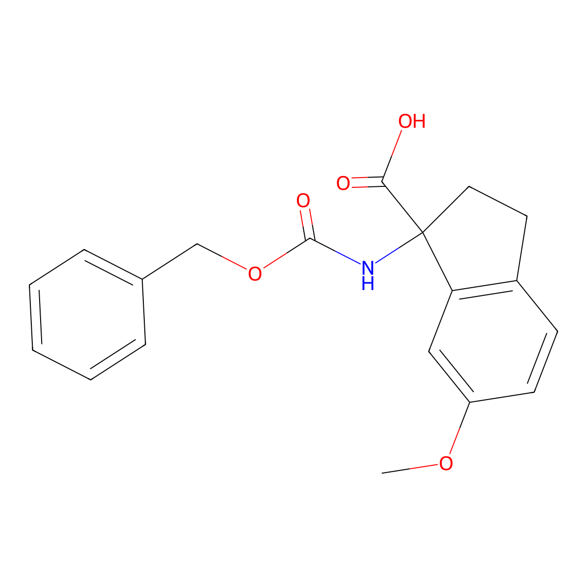 1-{[(benzyloxy)carbonyl]amino}-6-methoxy-2,3-dihydro-1H-indene-1-carboxylic acid molecular structure, CAS 1702774-09-1