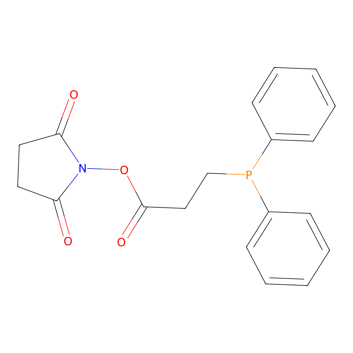 1-((3-(Diphenylphosphanyl)propanoyl)oxy)pyrrolidine-2,5-dione molecular structure, CAS 170278-50-9