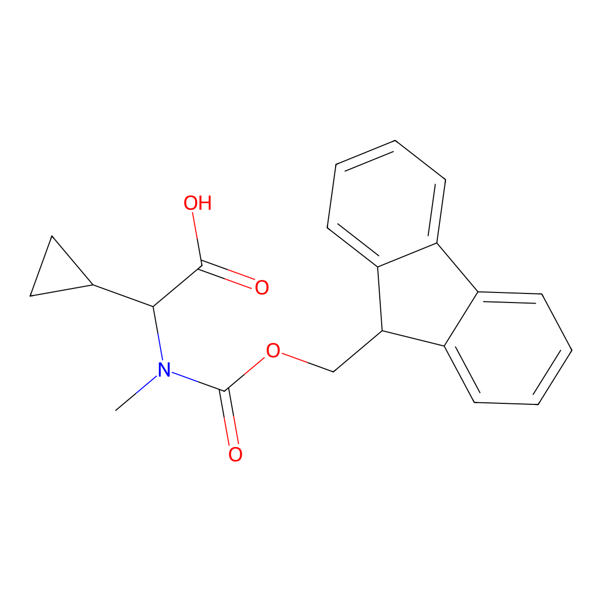 2-cyclopropyl-2-({[(9H-fluoren-9-yl)methoxy]carbonyl}(methyl)amino)aceticacid molecular structure, CAS 1702784-66-4
