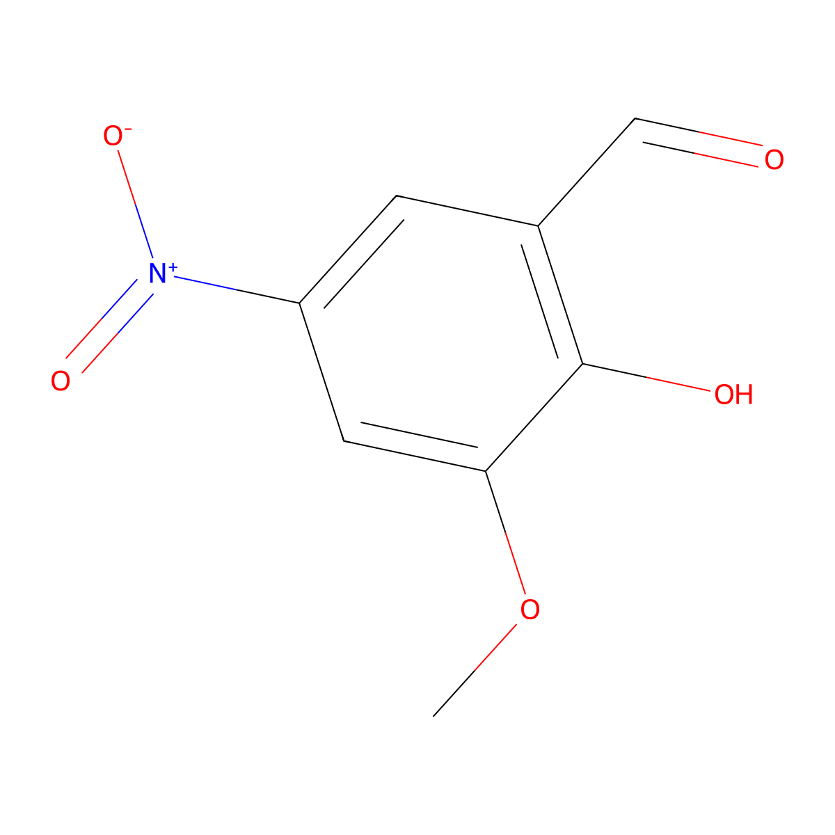 2-Hydroxy-3-methoxy-5-nitrobenzaldehyde molecular structure, CAS 17028-61-4
