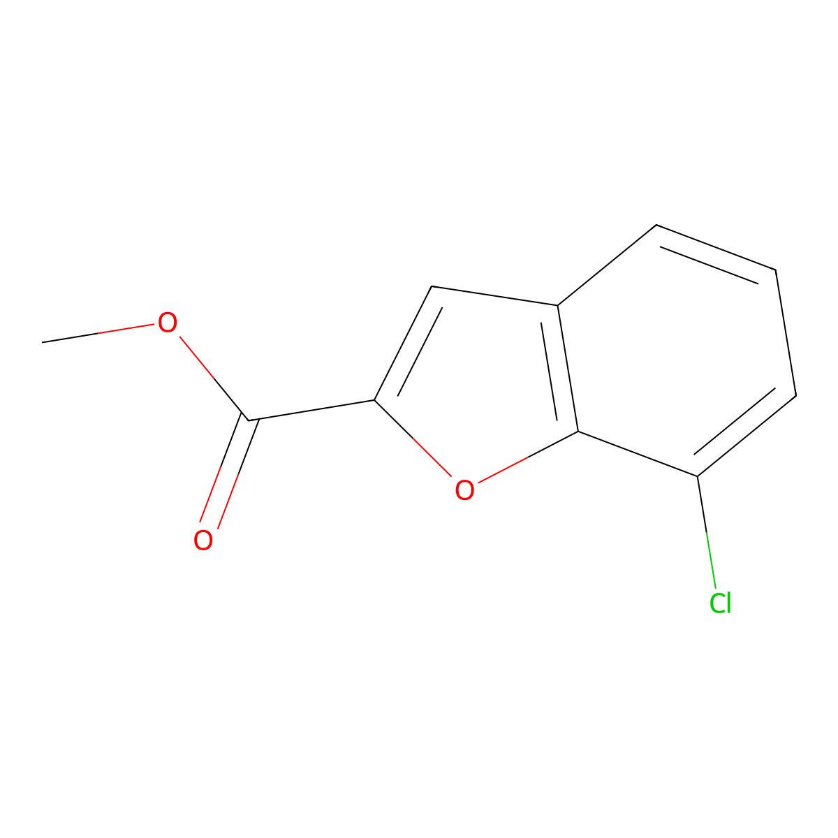 Methyl 7-chloro-1-benzofuran-2-carboxylate molecular structure, CAS 1702809-09-3
