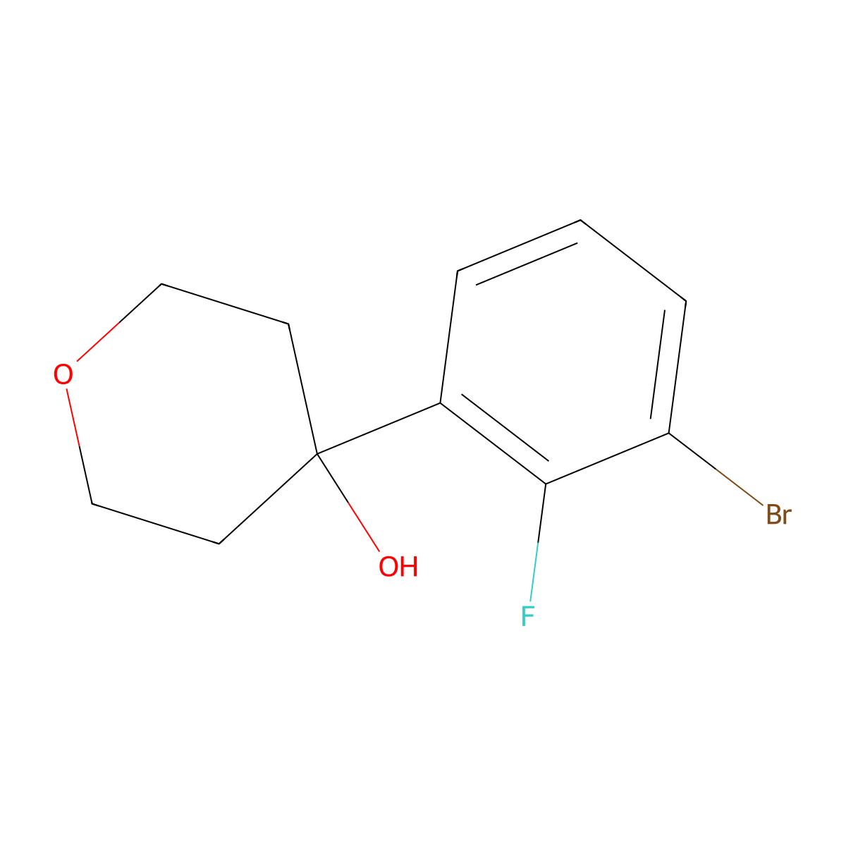 4-(3-bromo-2-fluorophenyl)tetrahydro-2H-pyran-4-ol molecular structure, CAS 1702812-72-3