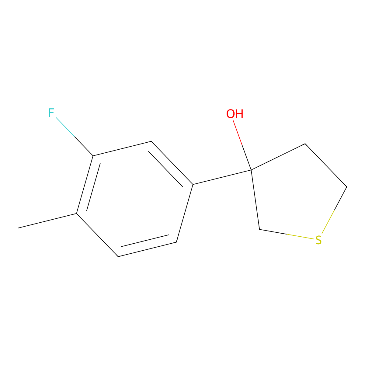 3-(3-Fluoro-4-methylphenyl)tetrahydrothiophene-3-ol molecular structure, CAS 1702816-37-2