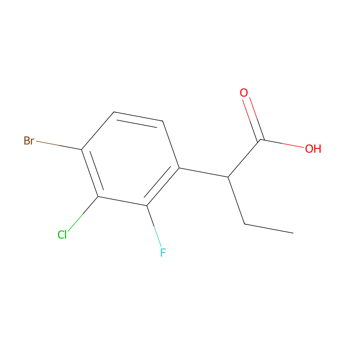 2-(4-Bromo-3-chloro-2-fluorophenyl)butanoic acid molecular structure, CAS 1702831-50-2