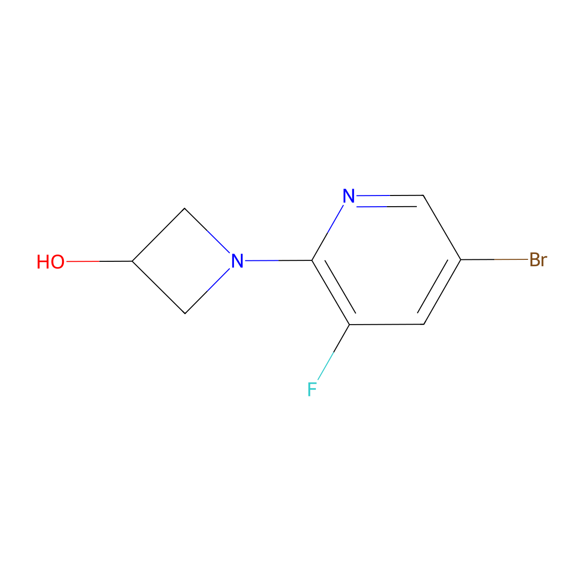 1-(5-Bromo-3-fluoropyridin-2-yl)azetidin-3-ol molecular structure, CAS 1702850-34-7