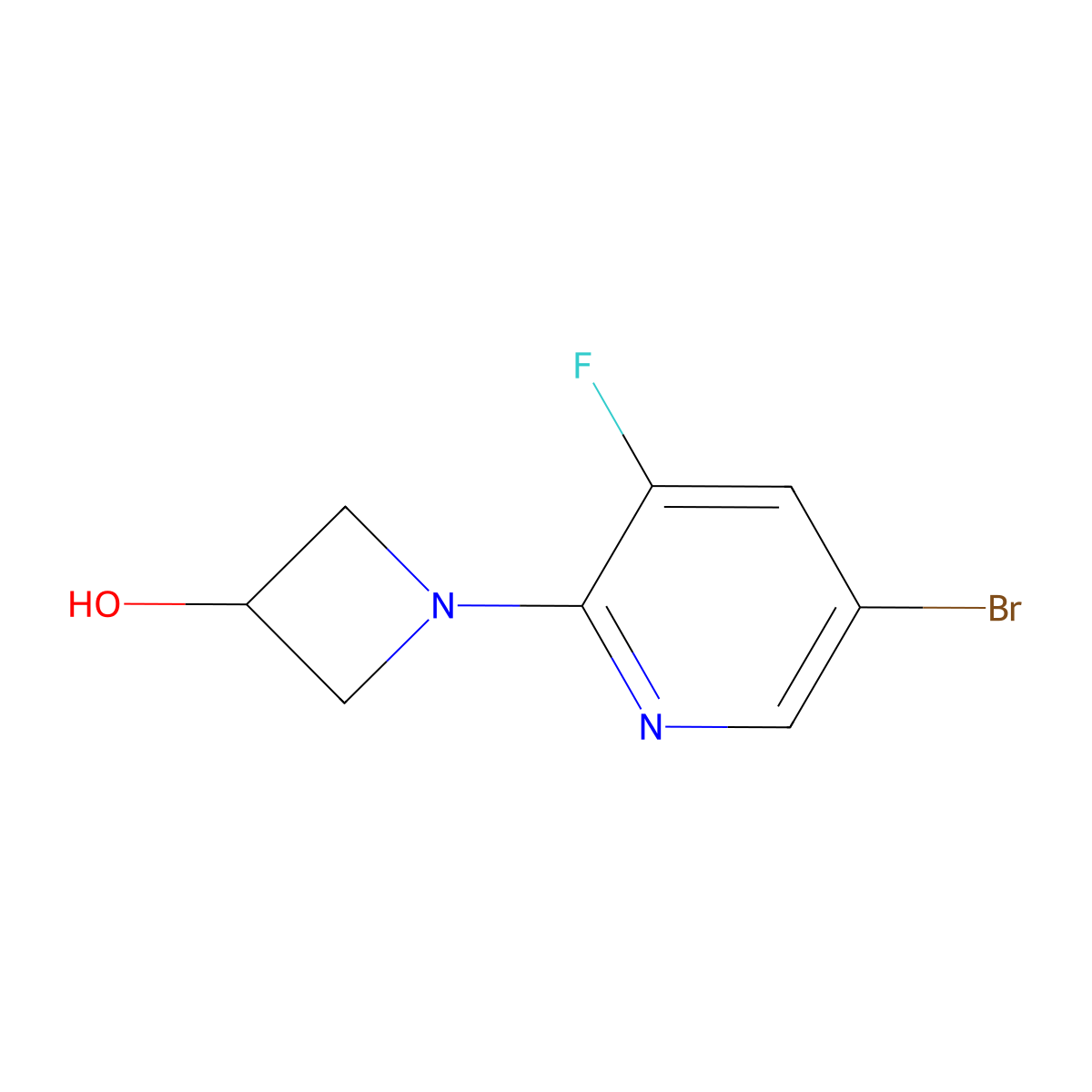 1-(5-Bromo-3-fluoropyridin-2-yl)azetidin-3-ol molecular structure, CAS 1702850-34-7