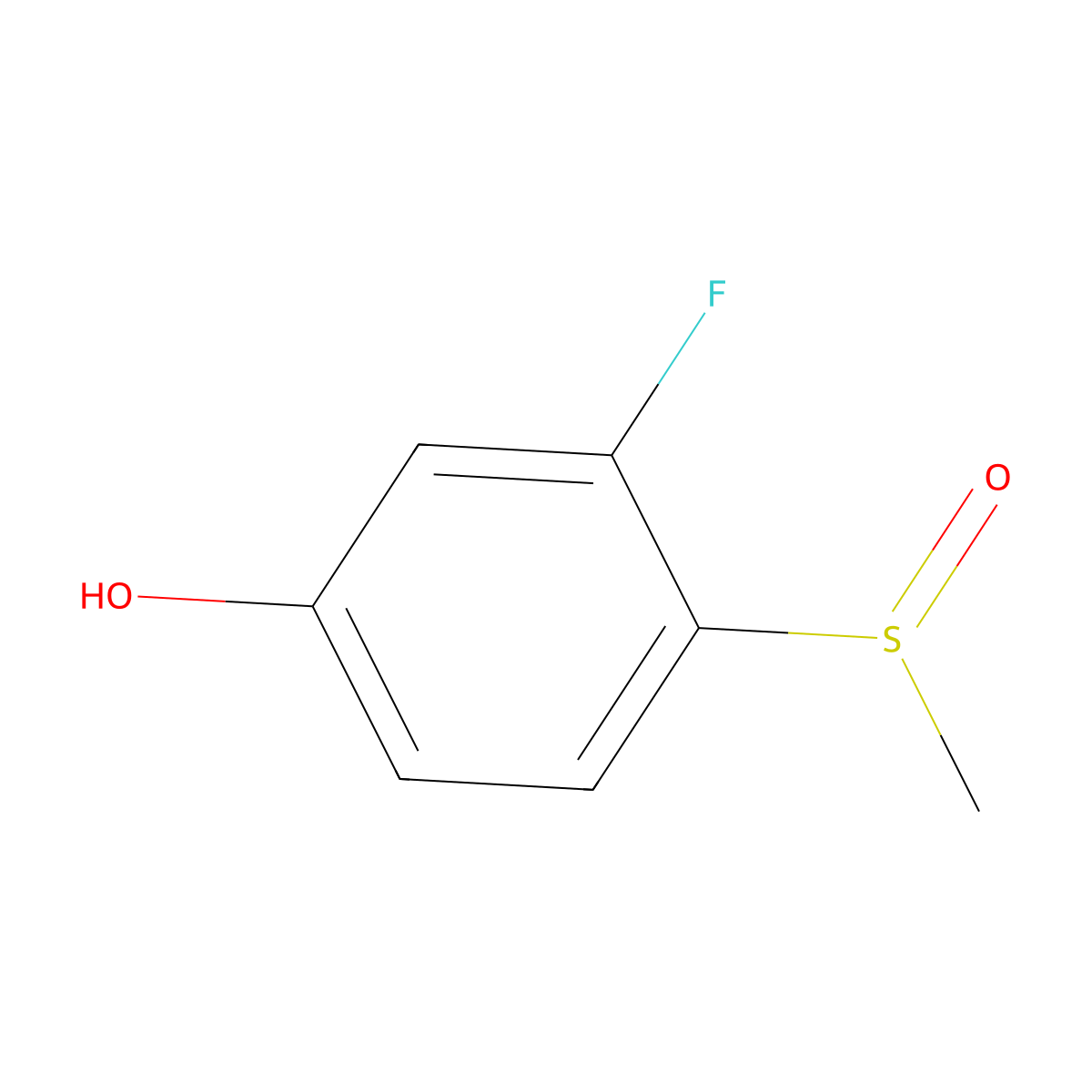 3-Fluoro-4-(methylsulfinyl)phenol molecular structure, CAS 1702855-32-0