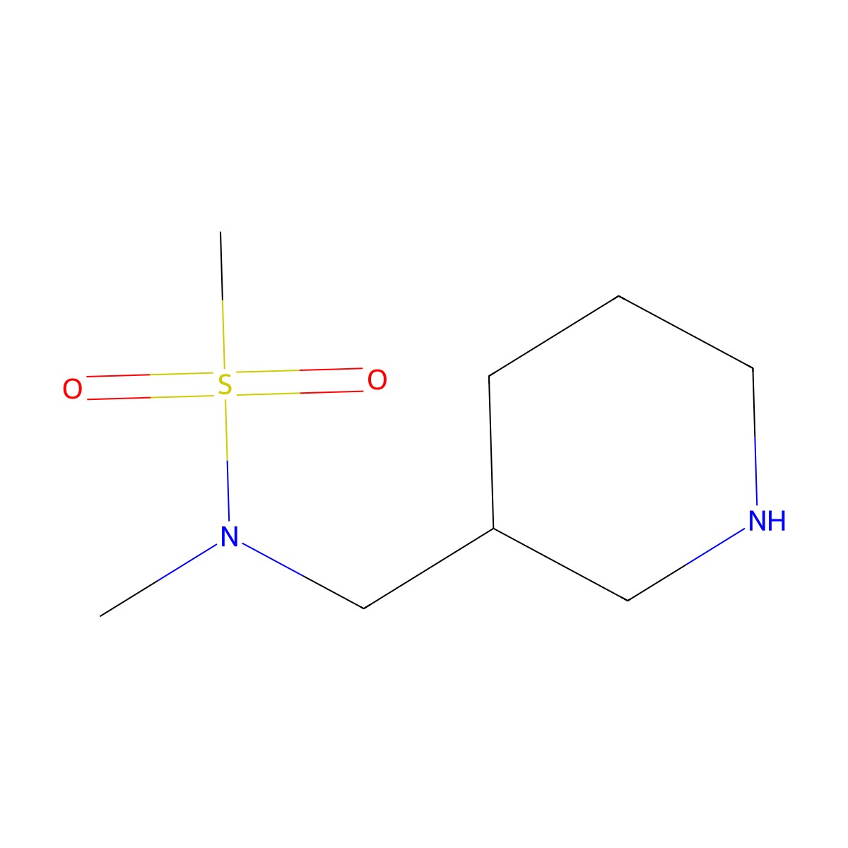 N-methyl-N-[(piperidin-3-yl)methyl]methanesulfonamide molecular structure, CAS 1702867-27-3