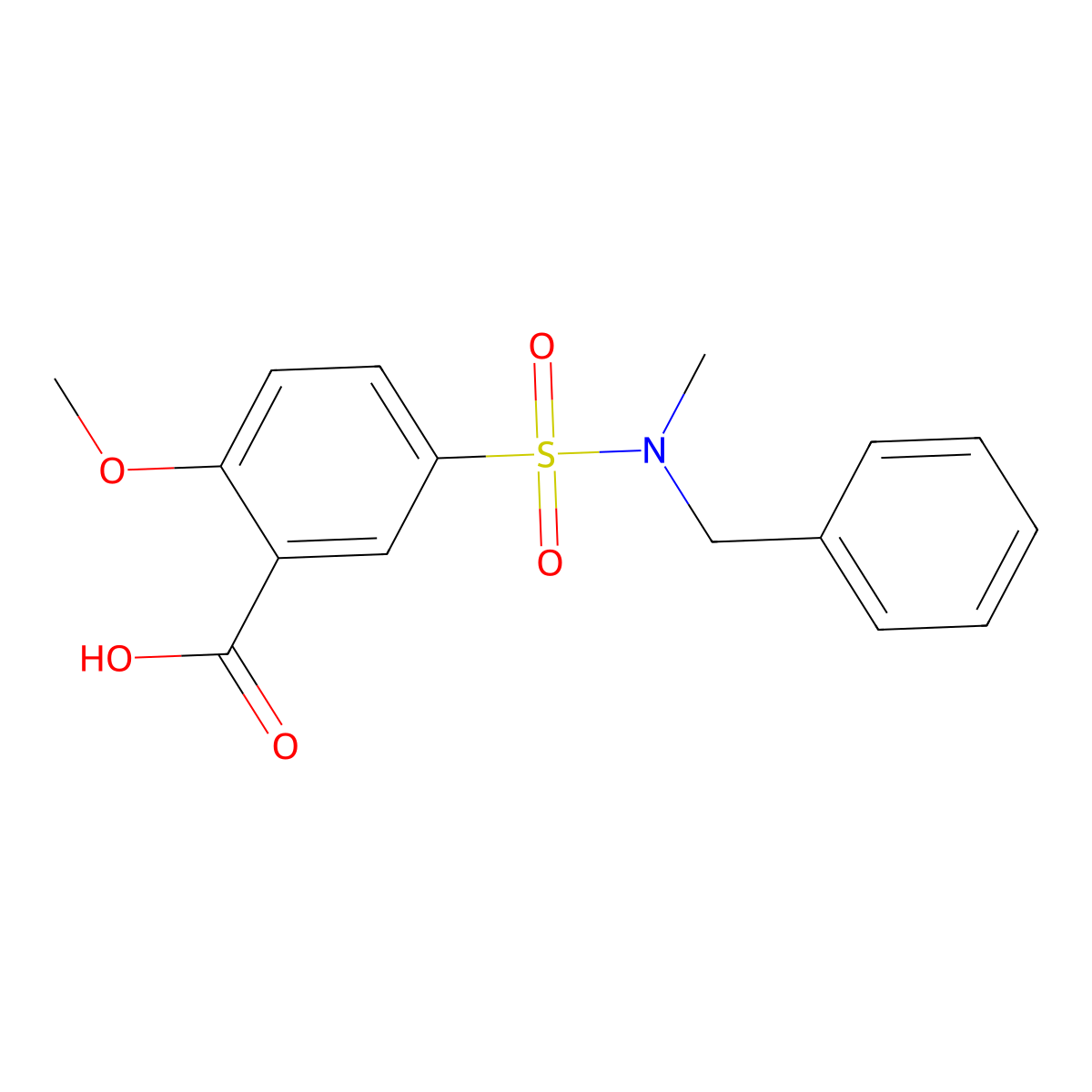 5-[Benzyl(methyl)sulfamoyl]-2-methoxybenzoic acid molecular structure, CAS 170287-55-5