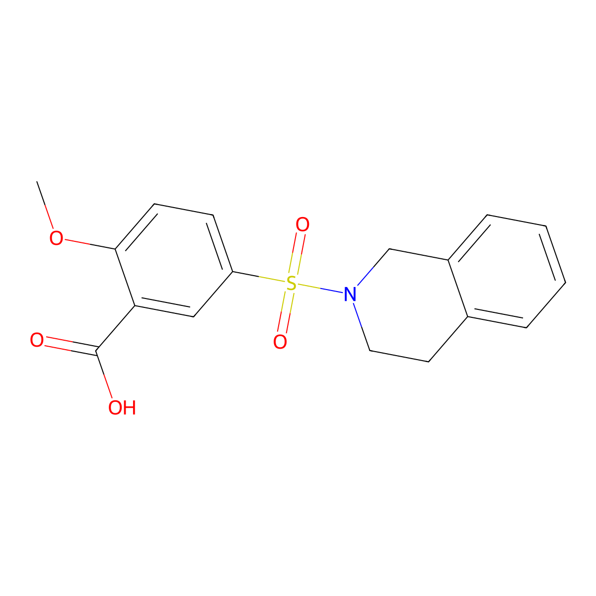 5-(3,4-dihydroisoquinolin-2(1H)-ylsulfonyl)-2-methoxybenzoic acid molecular structure, CAS 170287-75-9