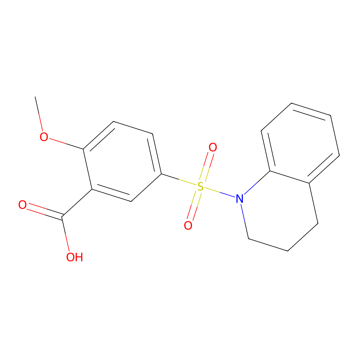 5-((3,4-dihydroquinolin-1(2H)-yl)sulfonyl)-2-methoxybenzoic acid molecular structure, CAS 170287-76-0