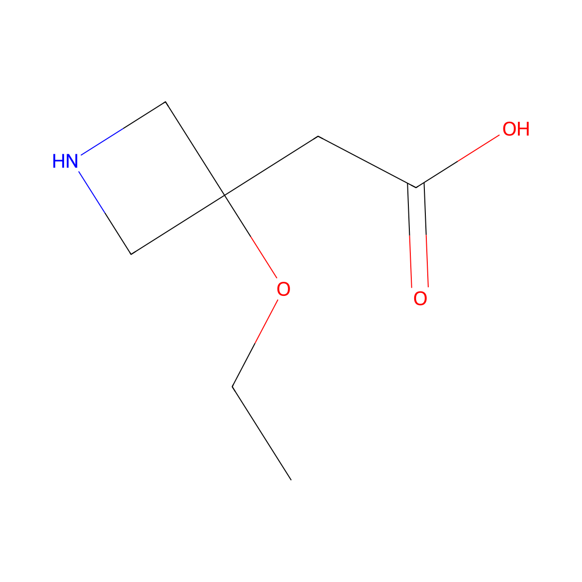 2-(3-Ethoxyazetidin-3-yl)acetic acid molecular structure, CAS 1702876-35-4