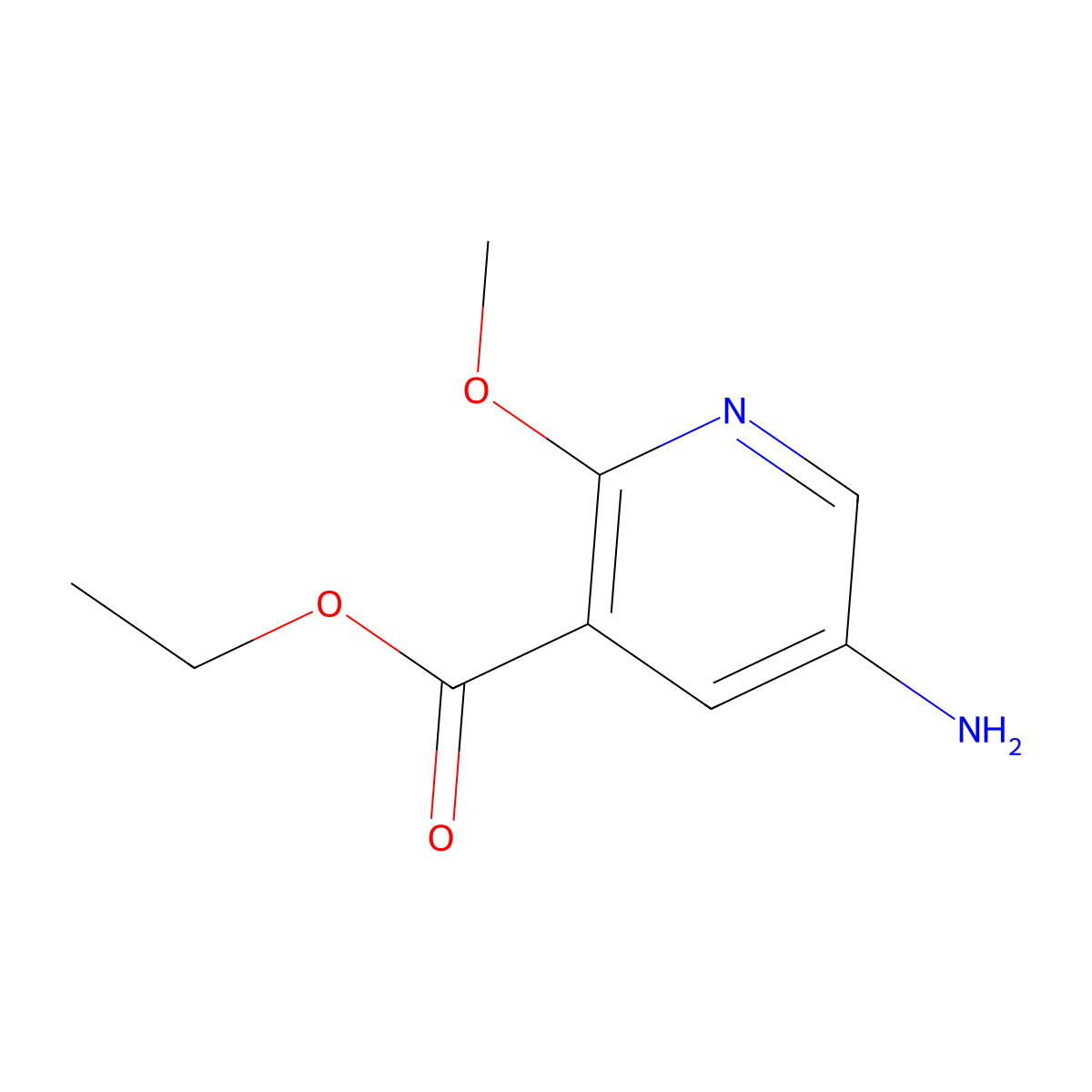 Ethyl 5-amino-2-methoxypyridine-3-carboxylate molecular structure, CAS 1702878-98-5