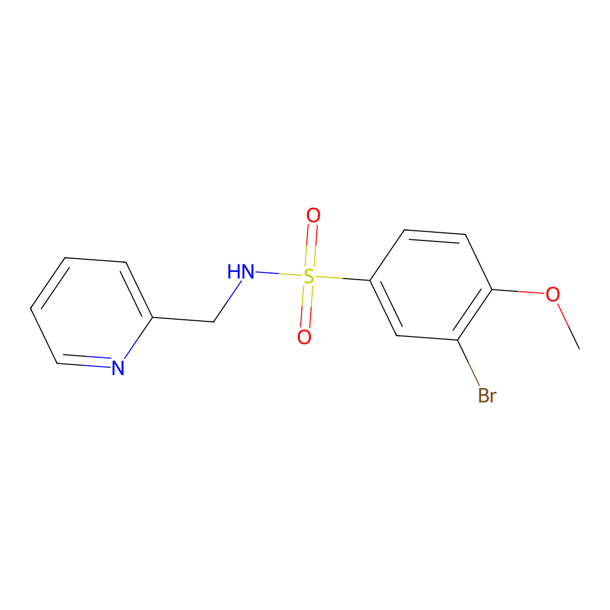 3-Bromo-4-methoxy-N-pyridin-2-ylmethyl-benzenesulfonamide molecular structure, CAS 170288-09-2