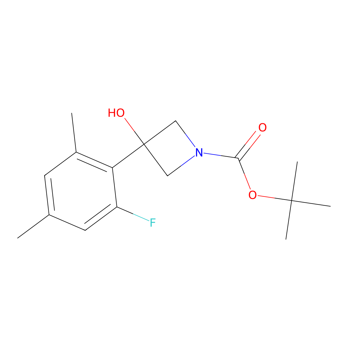 tert-Butyl 3-(2-fluoro-4,6-dimethylphenyl)-3-hydroxyazetidine-1-carboxylate molecular structure, CAS 1702881-23-9