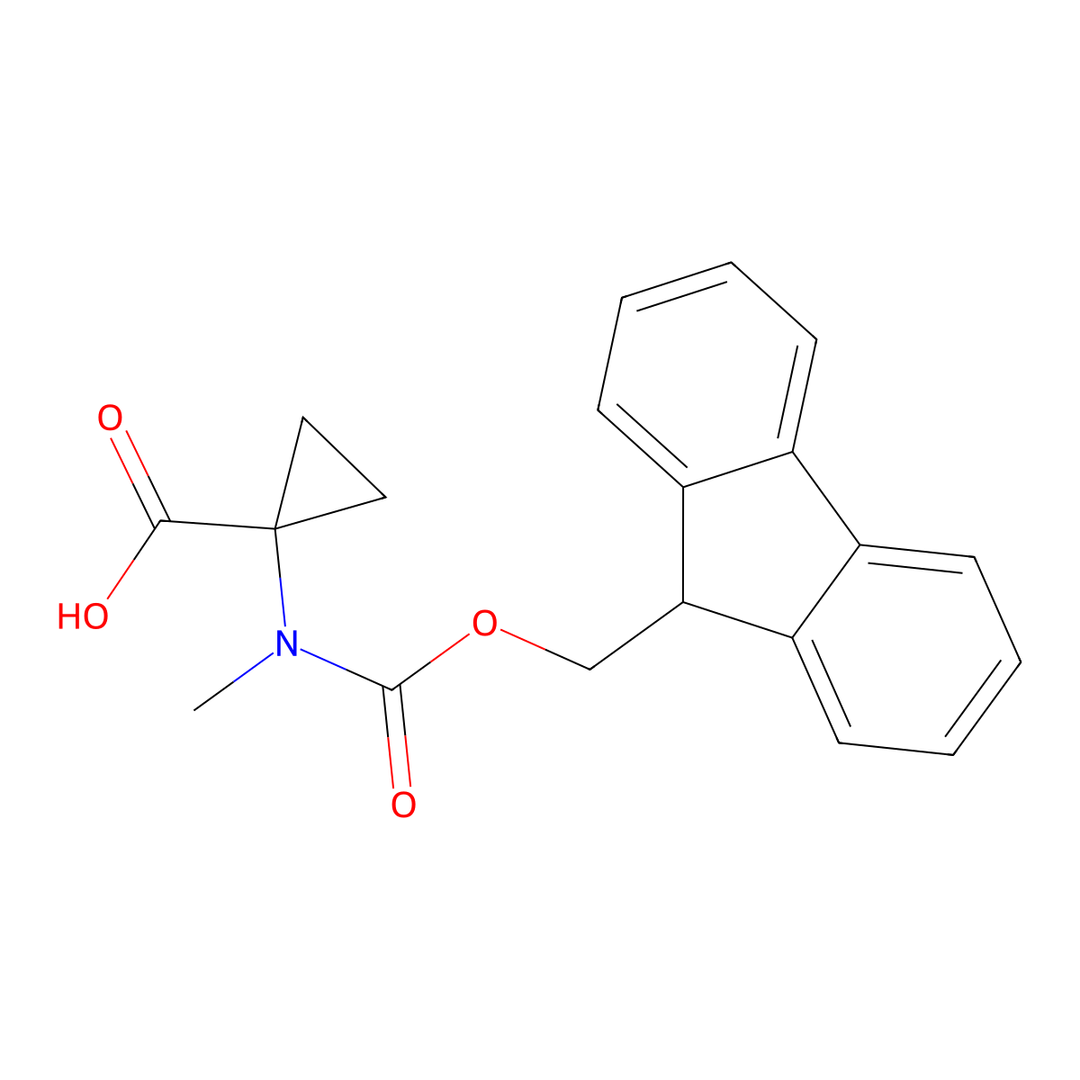 1-({[(9H-fluoren-9-yl)methoxy]carbonyl}(methyl)amino)cyclopropane-1-carboxylic acid molecular structure, CAS 1702888-95-6