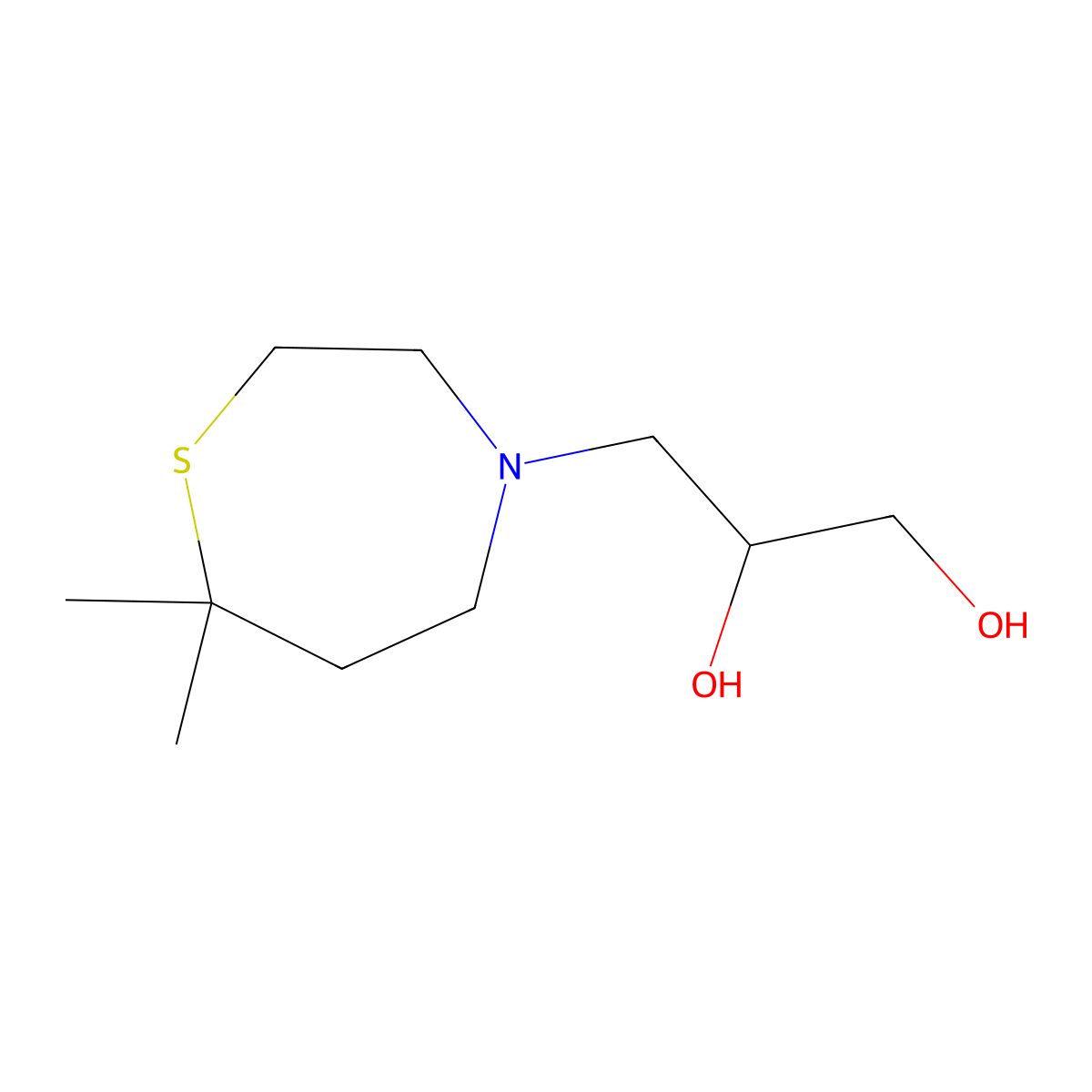3-(7,7-Dimethyl-1,4-thiazepan-4-yl)propane-1,2-diol molecular structure, CAS 1702890-26-3