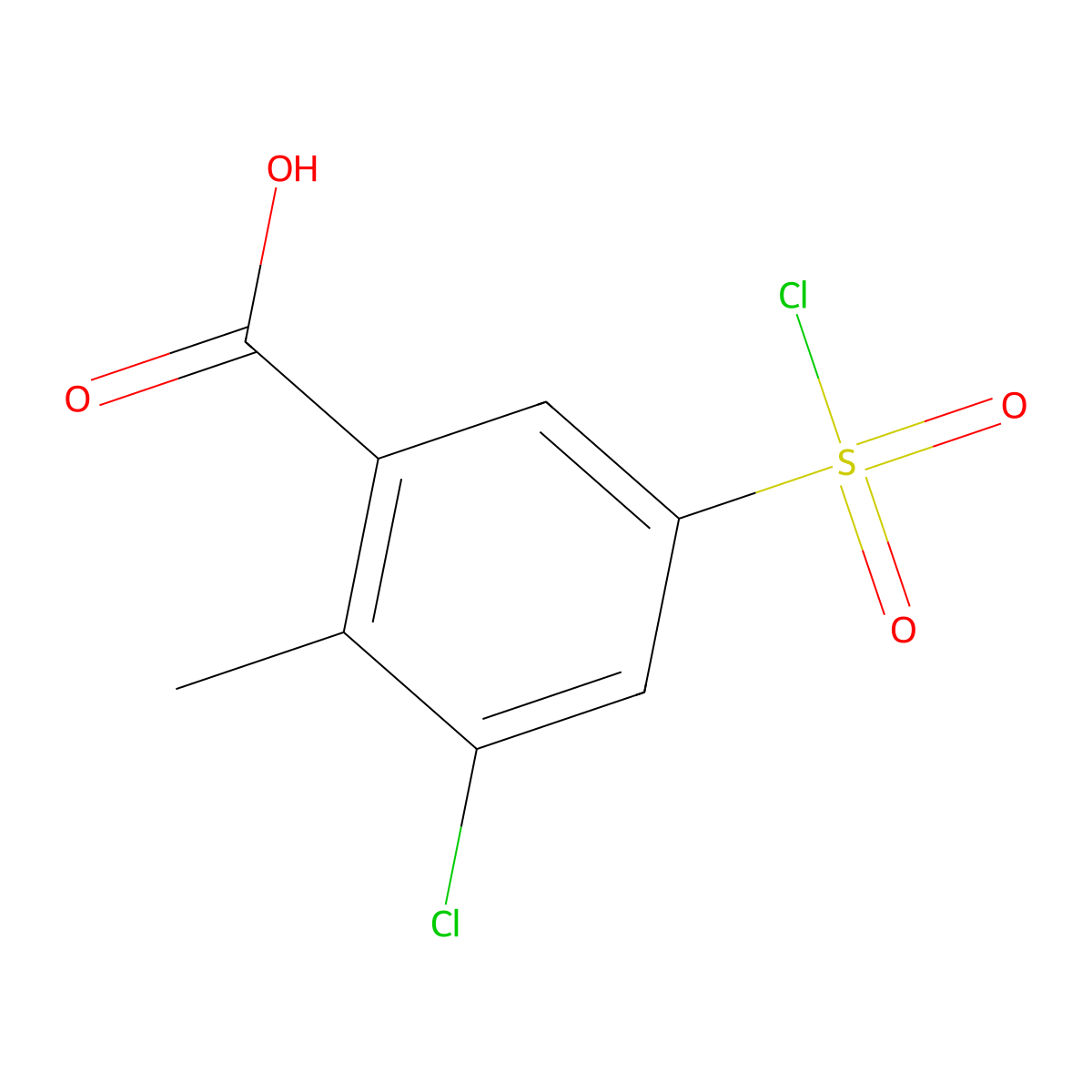 3-Chloro-5-(chlorosulfonyl)-2-methylbenzoic acid molecular structure, CAS 1702890-75-2