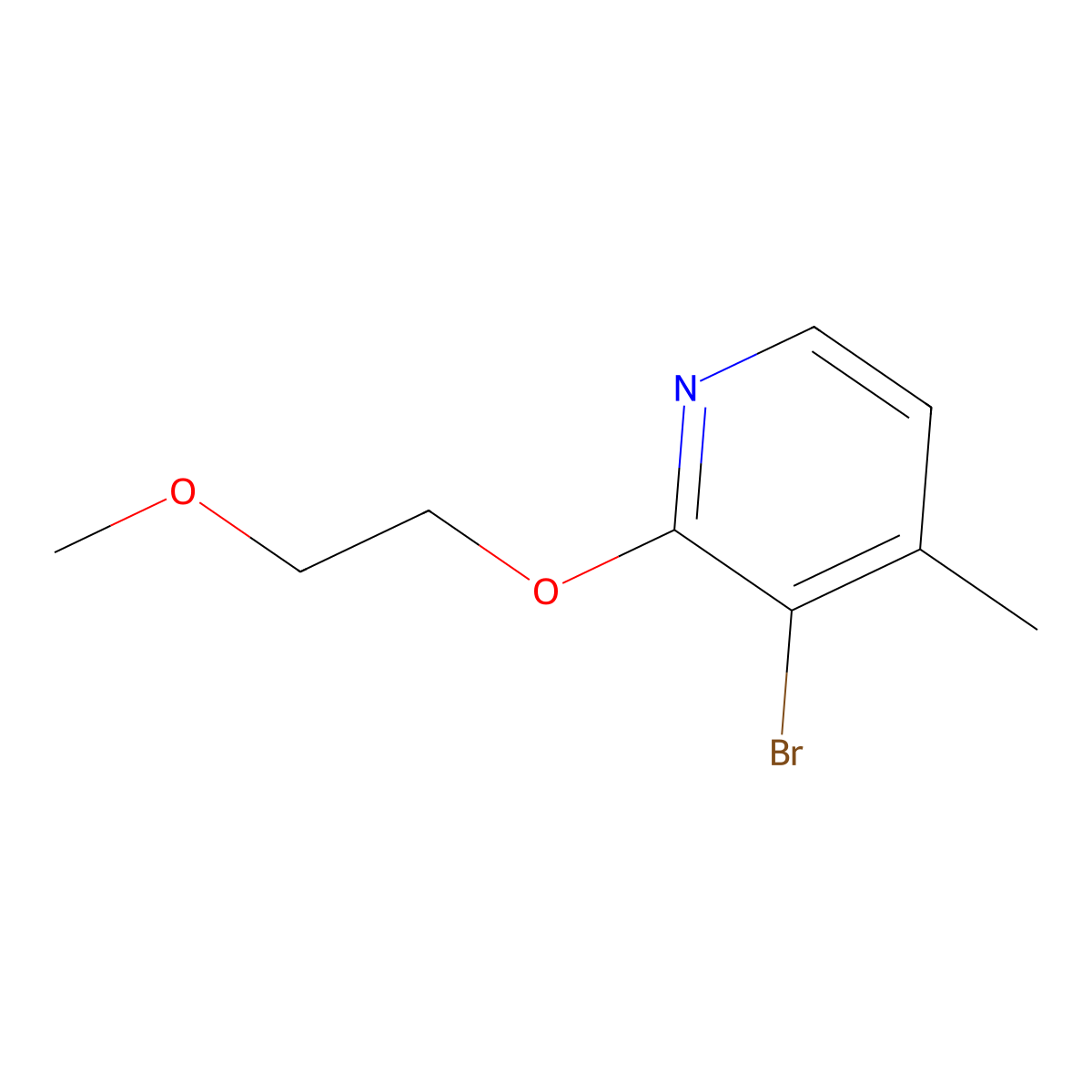 3-Bromo-2-(2-methoxyethoxy)-4-methylpyridine molecular structure, CAS 1702906-26-0