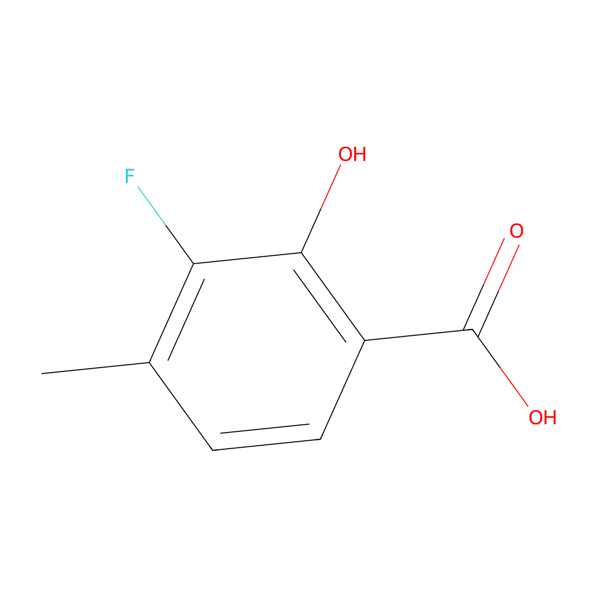 3-Fluoro-2-hydroxy-4-methylbenzoic acid molecular structure, CAS 1702914-15-5
