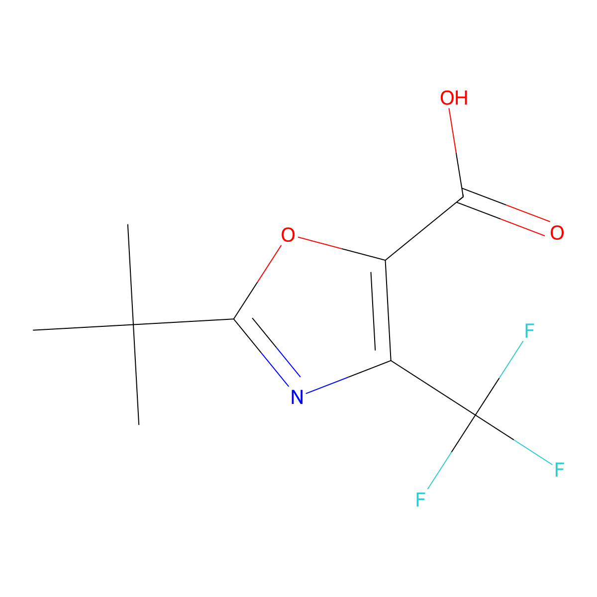 2-tert-Butyl-4-(trifluoromethyl)-1,3-oxazole-5-carboxylic acid molecular structure, CAS 1702947-65-6
