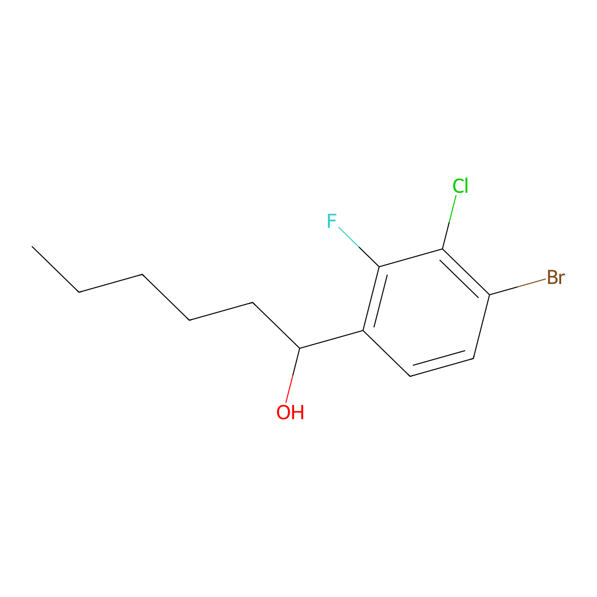 4-Bromo-3-chloro-2-fluoro-alpha-pentylbenZenemethanol molecular structure, CAS 1702971-90-1