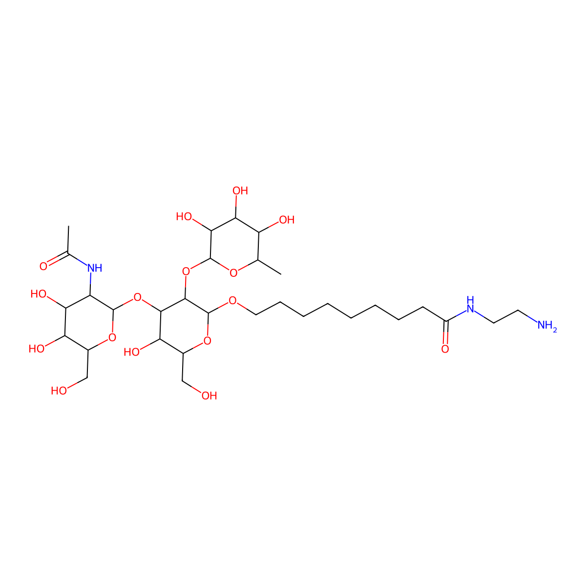 Blood Group A trisaccharide, N-aminoethyl nonanamide molecular structure, CAS 170298-33-6